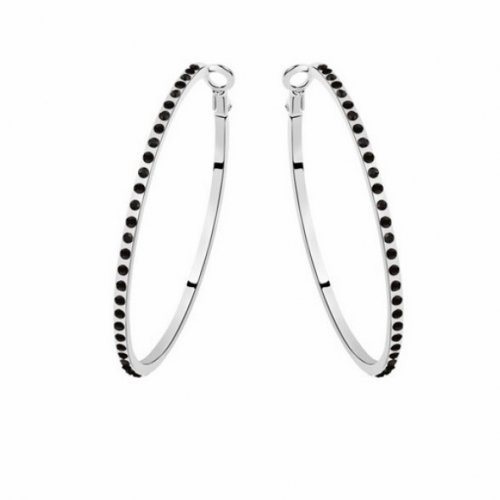Fekete ezüst fülbevaló swarovski elemekkel