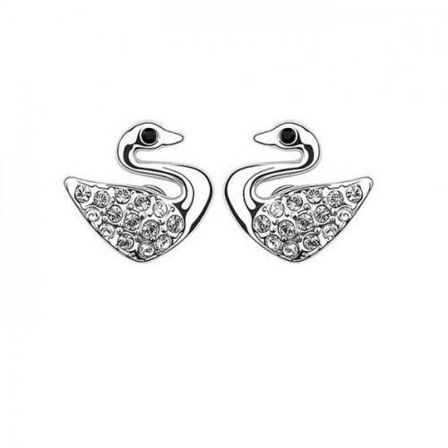 Hattyú Ezüst fülbevaló Swarovski elemekkel