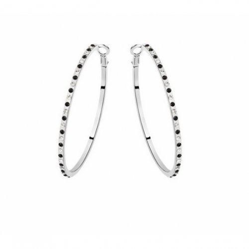 Fekete-fehér ezüst fülbevaló swarovski elemekkel