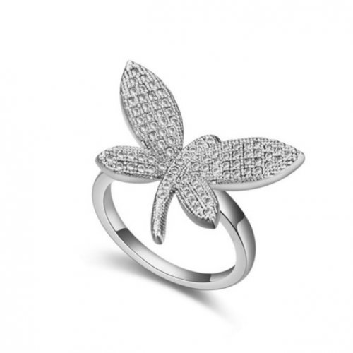 Kristály pillangó ezüst gyűrű swarovski 