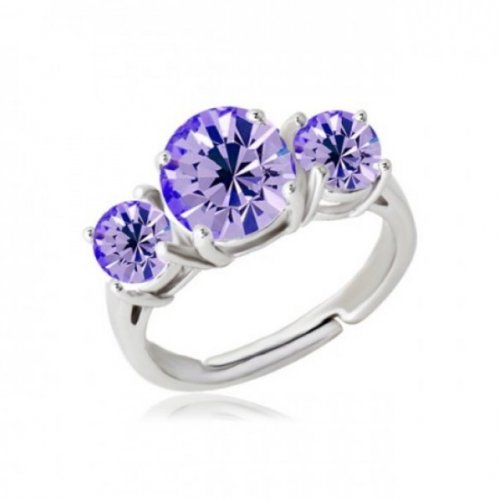Tripple ezüst gyűrű lila swarovski