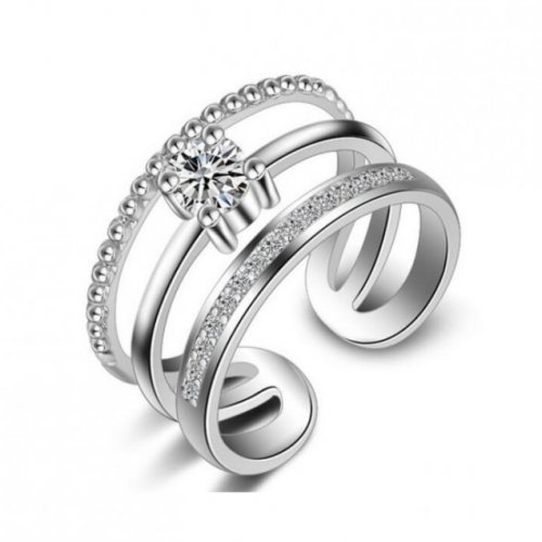 Tripple lines ezüst gyűrű Swarovski elemekkel