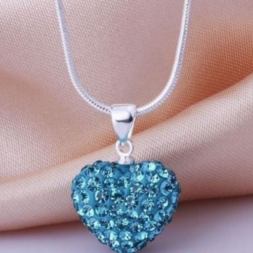 Shamballa szív ezüst lánc 