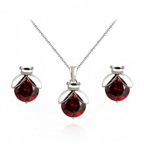 Katicabogár ezüst szett swarovski elemekkel 