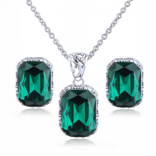Ezüst szett Green Saphir Royal Swarovski kristállyal