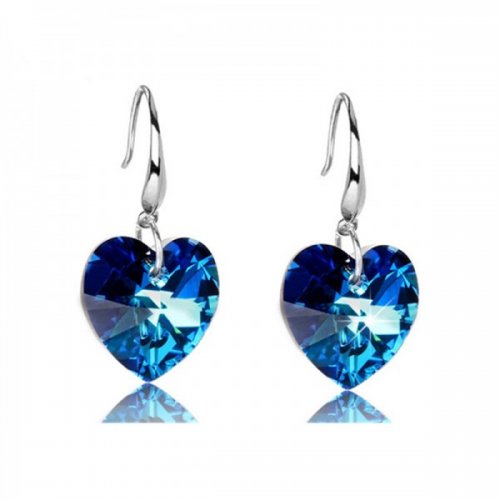 Cercei argint femei inima Ocean Love Crystal