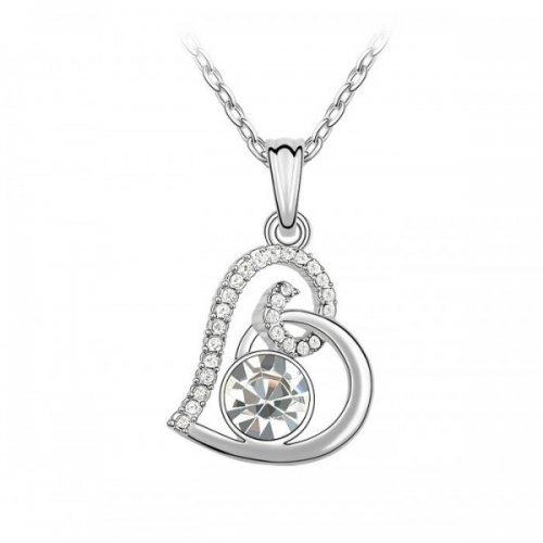 Lant argint cu pandantiv Inima Crystal cu Elemente Swarovski Eye
