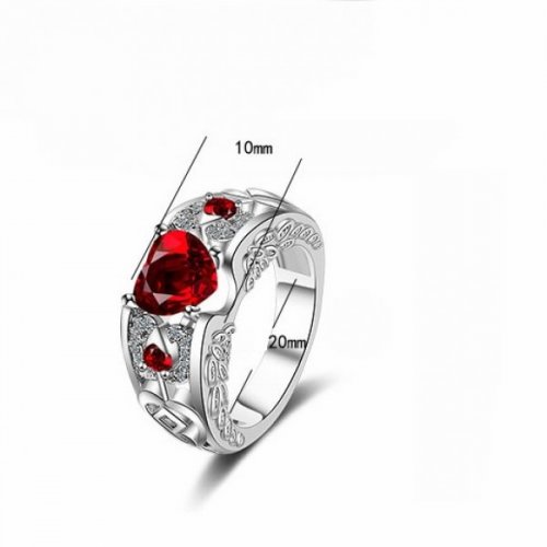 Inel argint femei cu Cristale SW Inima Red Drop