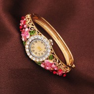 Ceas femei bratara Pink Paradise placat cu aur 18K