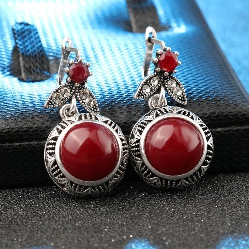 Cercei argint femei cu coral Redstone