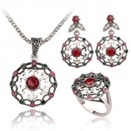 Set argint cu rubin si zirconu Indie