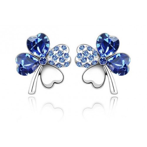 Virág fülbevaló aquamarine Swarovski részekkel  