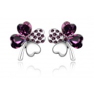 Virág fülbevaló ametiszt  Swarovski részekkel 