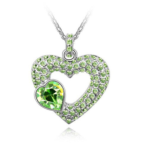 Nyaklánc smaragd Swarovski kristályos szívvel