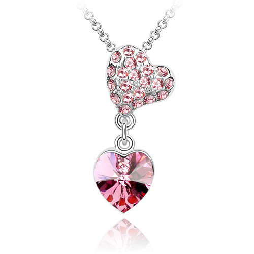 Nyaklánc Swarovski kristályos két szivvel 