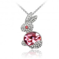 Nyaklánc fukszia Swarovski kristályos nyuszi formával  