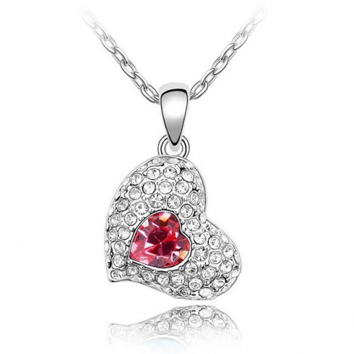 Nyaklánc sziám és kristály színű Swarovski kristályos szív formával 