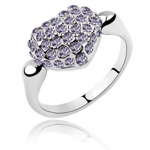 Gyűrű Swarovski kristáyos szív formával