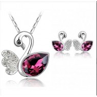 Hattyús szett ametiszt Swarovski elemekkel