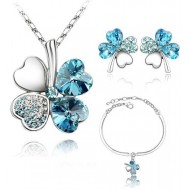 Aquamarine virágos szett Swarovski elemekkel 
