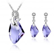Mistic delfines szett ametiszt Swarovski elemekkel  