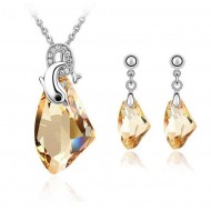 Mistic delfines szett konyak színű Swarovski elemekkel