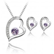  Purple H Szives szett Swarovski elemekkel