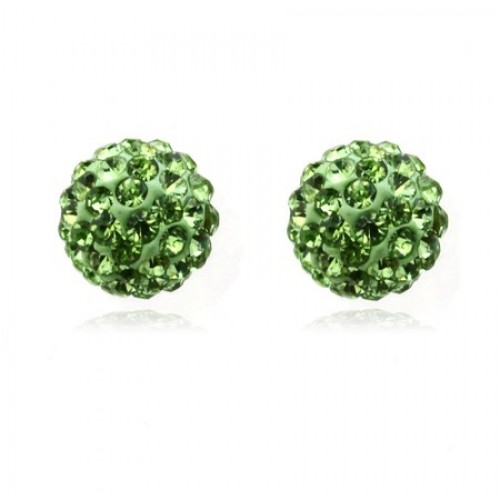 Ezüst fülbevaló zöld Swarovski kristályokkal
