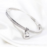 Bratara argint White Crystal cu lacat Love