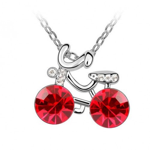 Női nyaklánc Swarovski kristályos Vad Piros Bicikli medállal