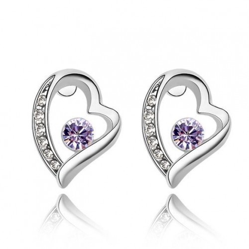Ezüst fülbevaló lila Swarovski elemekkel Ezüst fülbevaló lila Swarovski elemekkel