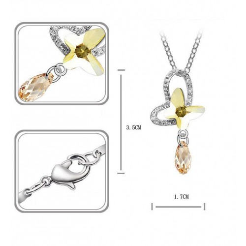 Sárga Pillangó ezüst szett Swarovski kristályokkal